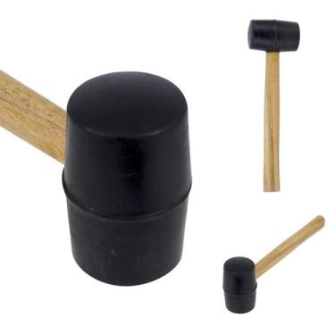 Imagem de Martelo Borracha Cabo Madeira Marreta Assentar Piso Azulejo Porcelanat