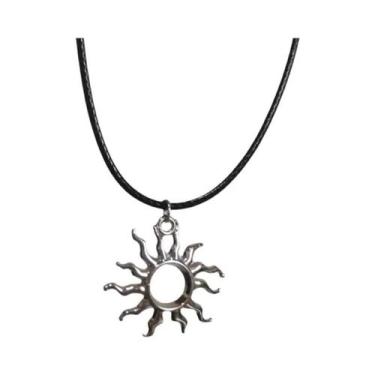 Imagem de Colar Masculino De Couro Estilo Hip Hop Com Pingente Geométrico Sol Ar