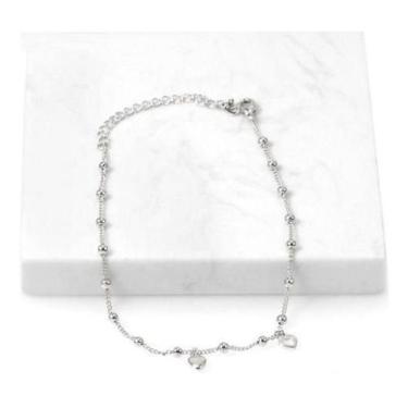 Imagem de Tornozeleira Bolinhas E Corações Prateada Folheada A Prata - De Castro
