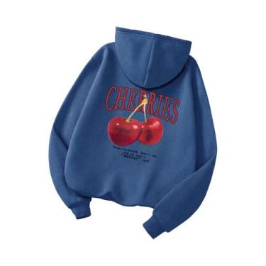 Imagem de Moletom Unissex De Hip Hop Com Capuz, Estampa Divertida De Cerejas E D