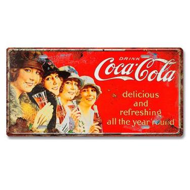 Imagem de Decoração de parede com letreiro de metal Vintage Coca-Cola 15x30 cm -