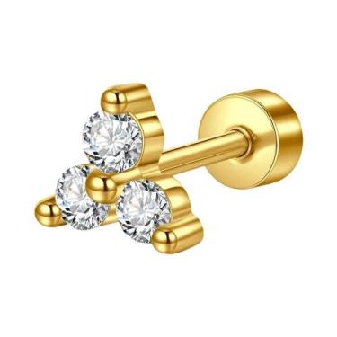 Imagem de Conjunto De Brincos De Cartilagem Dourados 16G Em Aço Inoxidável Com Z