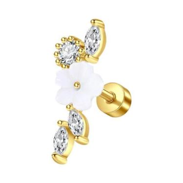 Imagem de Conjunto De Brincos De Cartilagem Dourados 16G Em Aço Inoxidável Com Z