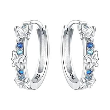 Imagem de Brincos De Argola Femininos Em Prata Esterlina 925 Com Libélula E Borb