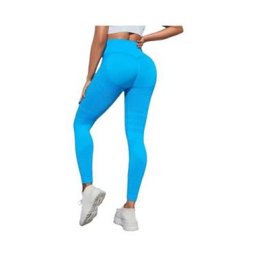 Imagem de Calças De Yoga Femininas De Cintura Alta Sem Costura, Leggings Slim Qu