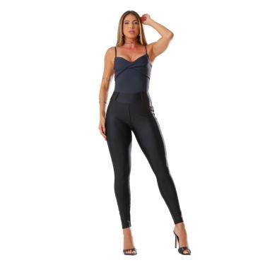 Imagem de Calça Legging Poliamida Acetinado Fosco Alta Compressão Cós Largo C/ Passantes Bolsos UV50+-Feminino