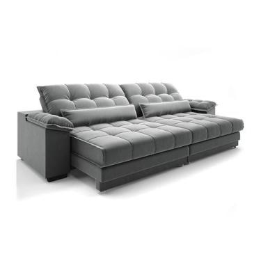 Imagem de Sofá 3 Lugares Retrátil e Reclinável Majestic Veludo Cinza - Modern