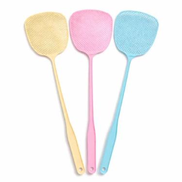 Imagem de Kit 10 Raquete Mata Mosca Pernilongo Insetos Pif Paf Plástico Cor Sort