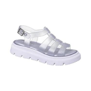 Imagem de Sandália Infanto-juvenil Tratorada Glitter Prata Camin 24014-009-Feminino
