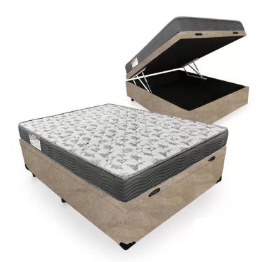 Imagem de Cama Box Baú Casal Suede + Colchão De Espuma D33 - SerenePrime - 138cm Bege