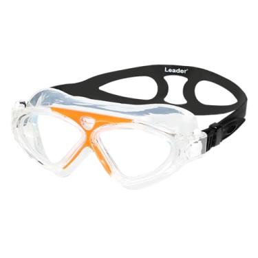 Imagem de Leader Glasses- Óculos de Natação ÔNIX Laranja – Lentes Antiembaçantes, Proteção UV, Vedação em Silicone Confortável e Tiras Ajustáveis para Piscina e Mar