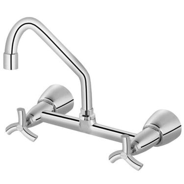 Imagem de Misturador de Parede Docol Primor para Cozinha, Duplo Comando, Cromado