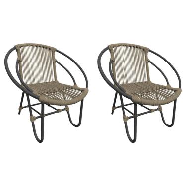 Imagem de Kit 2 Cadeiras Decorativa Julia Em Corda Náutica E Base Em Alumínio Preta- Rami