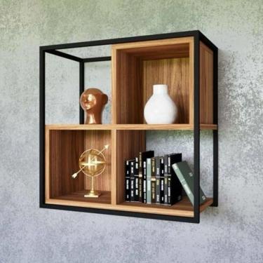 Imagem de Prateleira Industrial Com Nicho Teca Pequena