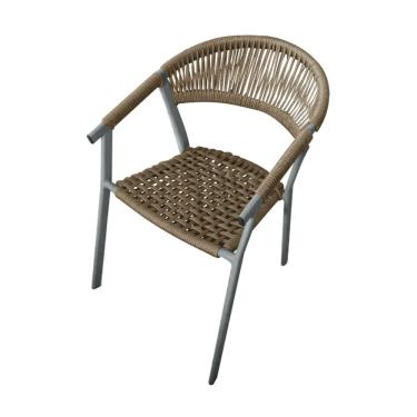 Imagem de Cadeira Decorativa Joana Em Corda Náutica E Base Em Alumínio Cinza-rami