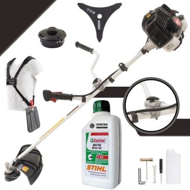 Imagem de Roçadeira Profissional Lateral Kawashima KW52-LE À Gasolina 2T 52cc 2,5HP Com Lâmina 3 Pontas e Carretel Nylon + ÓLEO STIHL 2T