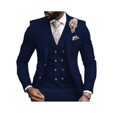 Imagem de Elegante Terno Rosa Slim Fit Para Casamento Masculino: Jaqueta, Colete