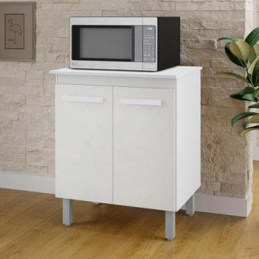 Imagem de Balcão Cozinha Para Forno Micro-ondas Multiuso Elen 70cm Branco - Desk