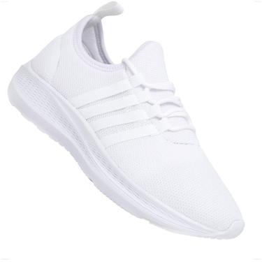 Imagem de Tênis Branco Esportivo Academia Corrida Treino Adulto Nylon Ortopédico Leve Confortável Unissex-Unissex