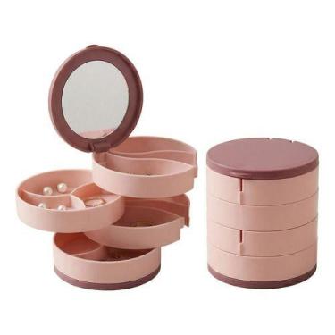 Imagem de Organizador Porta Joias Giratório com Espelho Bijuterias Acessórios Vi
