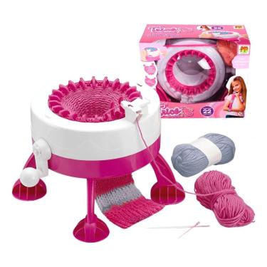 Imagem de Brinquedo Educativo Máquina Tricô Divertido para Aprender a Fazer Peças com Acessórios e Novelos Infantil DM Toys