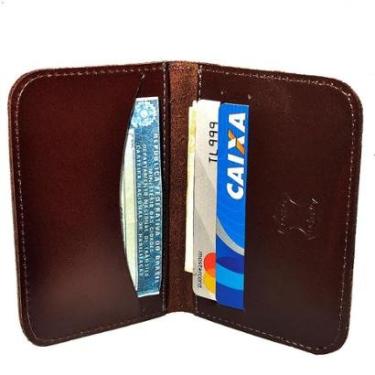 Imagem de Carteira Masculina Pequena Slim Porta Cartões em Couro-Masculino
