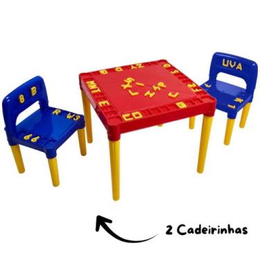 Imagem de Mesa Infantil Didática Tritec 3827 Plástico Resistente 2 Cadeiras Alfa