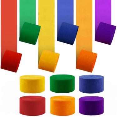 Imagem de Fitas de Papel Crepom Acoavo 6 Rolos 5,5 cm x 37,5 m Multicoloridas