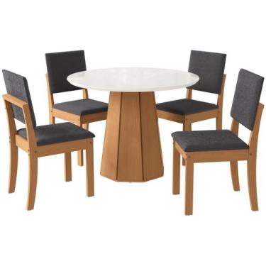Imagem de Mesa de Jantar 4 Cadeiras Redonda Tampo de MDF com Vidro Moscato Kappe