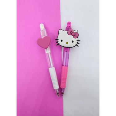 Imagem de Kit com 02 canetas Hello Kitty e coração esferograficas tinta azul papelaria material e...