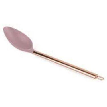 Imagem de Colher de nylon com cabo de aço inox rose 34 cm - Lyor