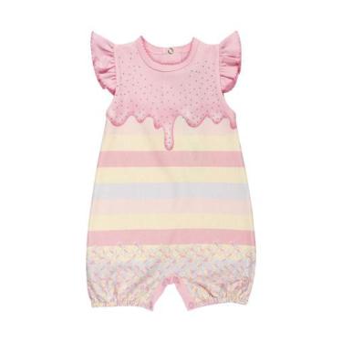 Imagem de Macacão Curto Bebê Doce Rosa Anjos Baby, M, Rosa