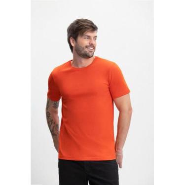 Imagem de Camiseta masculina em meia malha Essendi - P, Laranja médio, XG