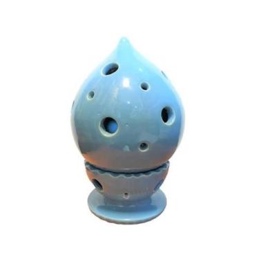 Imagem de Luminaria artesanal p/ vela em ceramica azul - Mart