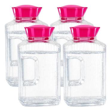 Imagem de 4 Jarra Garrafa De Água Suco Geladeira Tampa Higiênica 1,7l - - Bandei