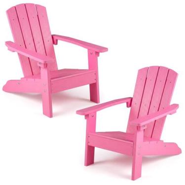 Imagem de Cadeira Adirondack Infantil Giantex Rosa em HIPS para Área Externa 56 