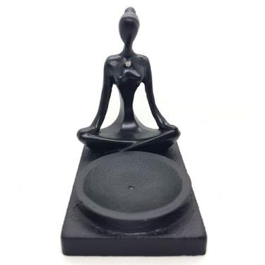 Imagem de Incensário Yogue Meditando com Cristal Base em Resina - Mandala