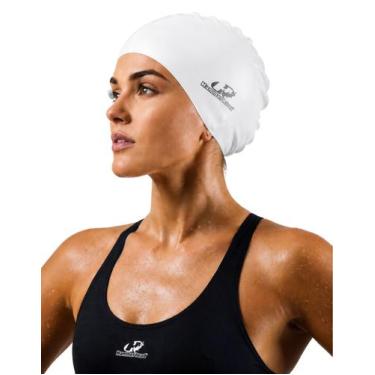 Imagem de Touca Nataçao Silicone Xl Hammerhead Cabelos Longos Grande, Branco, XL