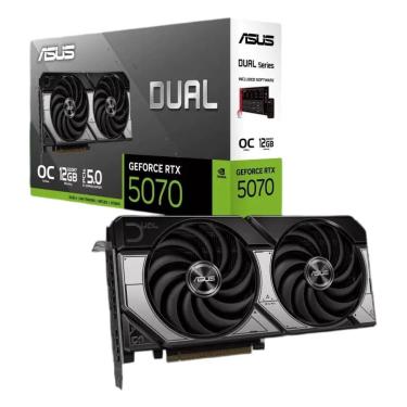 Imagem de Placa de Vídeo Dual Geforce RTX 5070 OC Edition com 12GB GDDR7 e 6144 CUDA Cores Cinza Asus