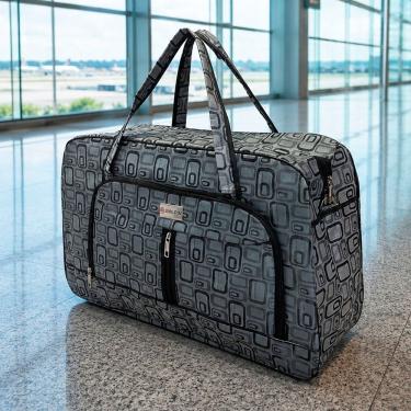Imagem de Bolsa Sacola Mala de Viagem Grande 62cm Couro Sintético com Revestimento em Poliéster e Fechamento por Zíper Impermeável