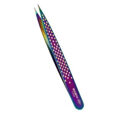 Imagem de Pinça Para Cílios 4.0 Aço Inox Ponta Fina Rainbow ArcoÍris Profissiona
