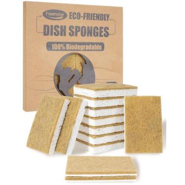 Imagem de Esponja de cozinha Foamstar Biodegradável Natural, pacote com 12
