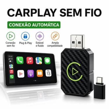 Imagem de Conversor USB CarPlay Android Auto Sem Fio Compacto - CarPlay USB-C