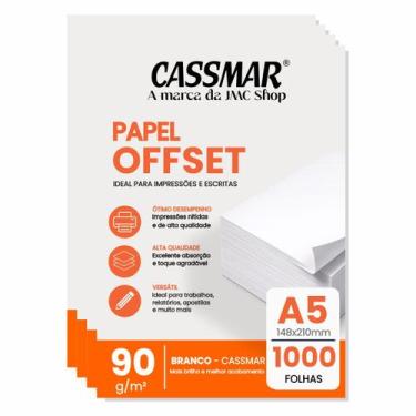 Imagem de Papel Offset 90g A5 148x210mm Cor Branco com 1000fls - Cassmar