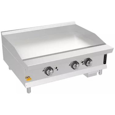 Imagem de Chapa Manual PCM36GME a Gás GLP com Queimadores Individuais e Estrutura em Aço Inoxidável Inox Venâncio