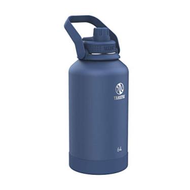 Imagem de Takeya Garrafa de água de aço inoxidável isolada Actives com tampa de bico, 1,8 L, azul meia-noite