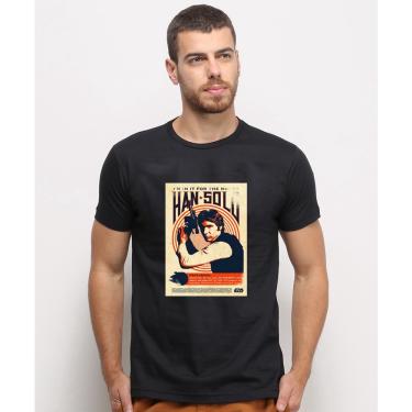 Imagem de Camiseta masculina Preta algodao Han Solo Star Wars Cartaz Vintage