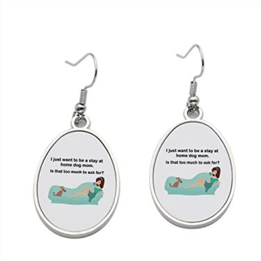 Imagem de Brinco I Just want to be stayt home para mãe de cachorro – Brincos pendentes para meninas – Presente de festa de aniversário dos namorados