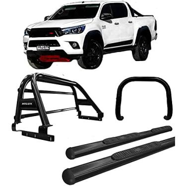 Imagem de Kit quebra mato+Estri Oval+Santo Ant DUPLO Hilux 16/20 Preto