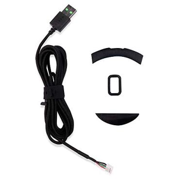 Imagem de HUYUN cabo USB para mouse e pés de substituição para mouse Razer DeathAdder Elite Chroma multicolorido mouse para jogos (cabo elite + pés)